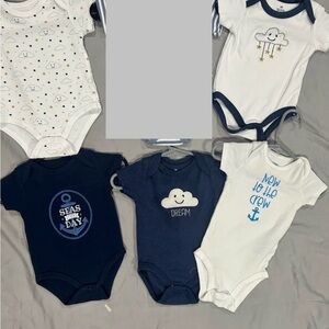 Nautical & Dream Themed Baby Onesie Set - Blue, White, Navy